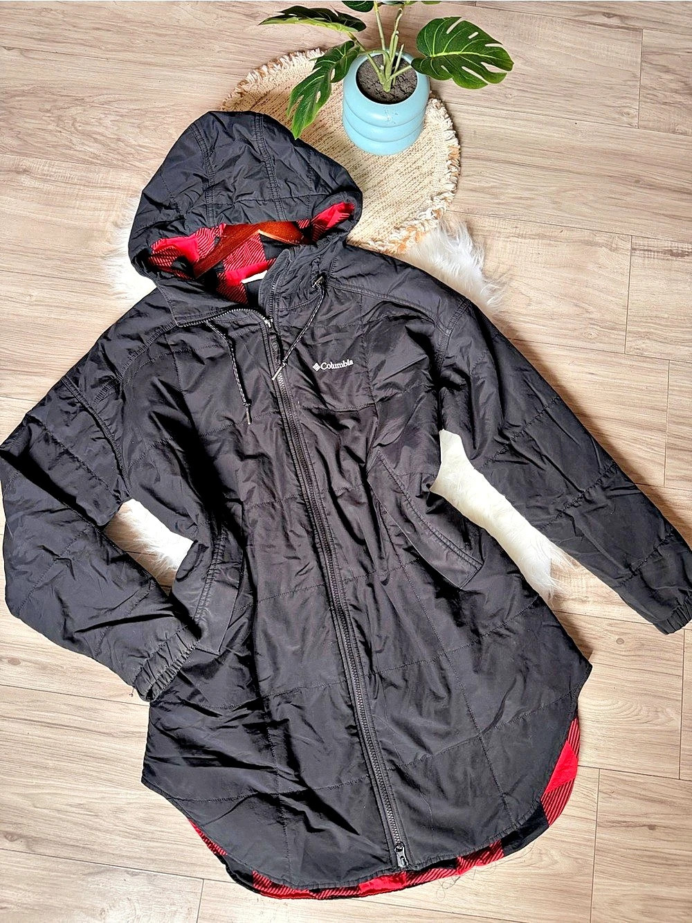 Columbia Switchback II Lined Long Jacket Black & Red